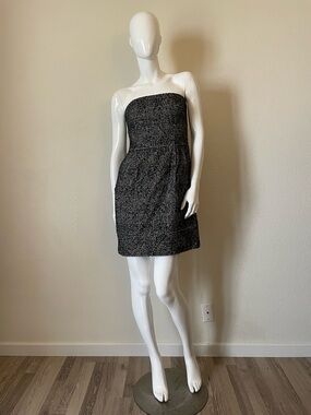 Express Strapless Black Tweed Mini Dress with Pockets Size 10